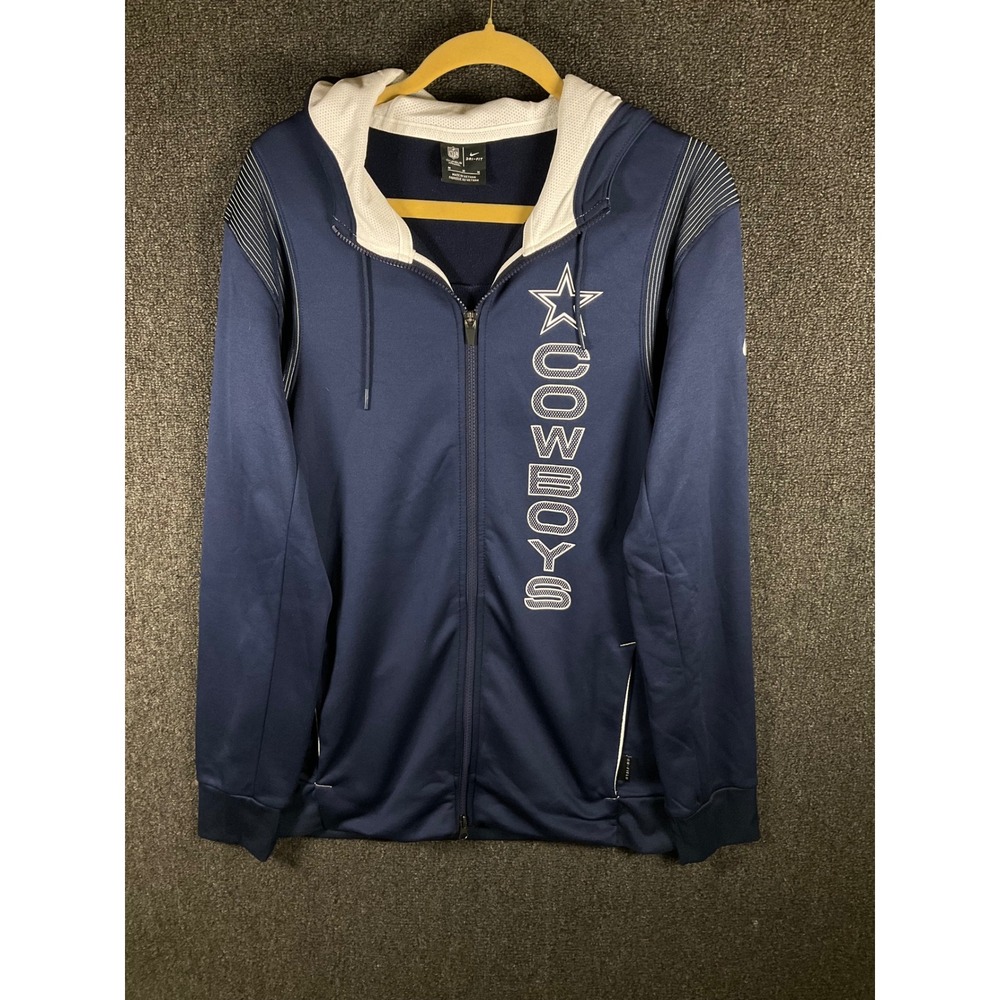 Nike NFL Dallas Cowboys Dri-FIT Full Zip Hoodie Mens Medium Navy Blue Onfield